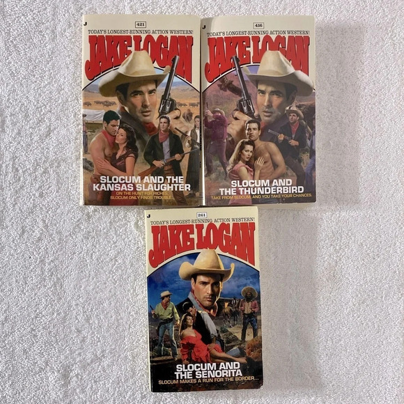 Vintage  Jake Logan Action Western Romance Novels x3 - Picture 1 of 12